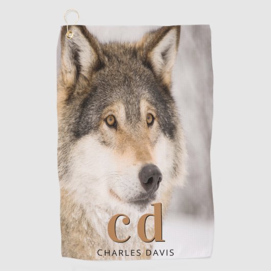 Wolf face head-naam golfhanddoek (Voorkant)
