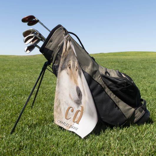 Wolf face head-naam golfhanddoek (Groen)