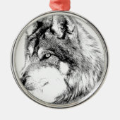 Wolf Face. Majestic Wolf stapt in de verte. Metalen Ornament (Voorkant)