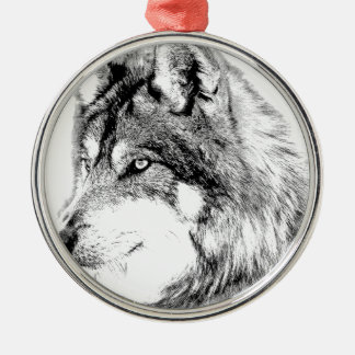 Wolf Face. Majestic Wolf stapt in de verte. Metalen Ornament