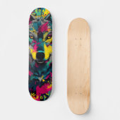 Wolf Face Neon Graffiti Art – Limited Edition Persoonlijk Skateboard (Voorkant)