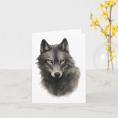 Wolf Face Sticker Kaart (Gele Bloem)