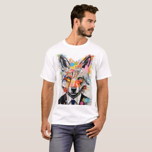 Wolf Face with Abstract Geometric T-shirt (Voorkant volledig)