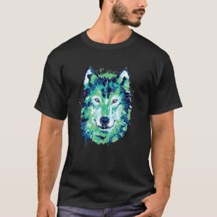 Wolf Face Wolf Waterverf Geometrische grafische ku T-shirt