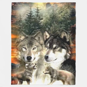 WOLF FAMILIE FLEECE DEKEN