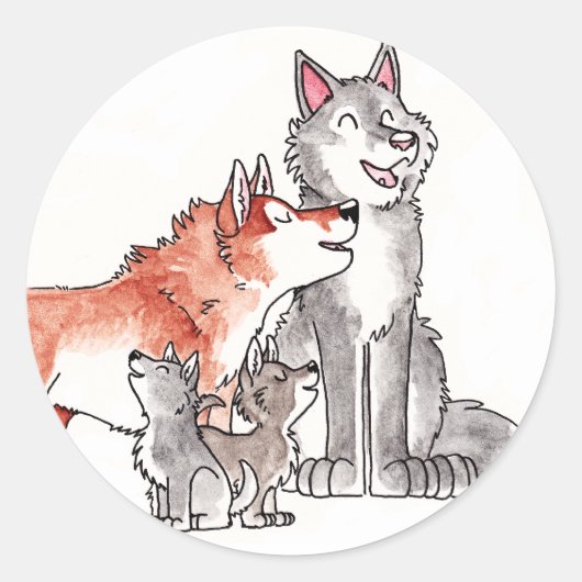 Wolf Familie Stickers (Voorkant)