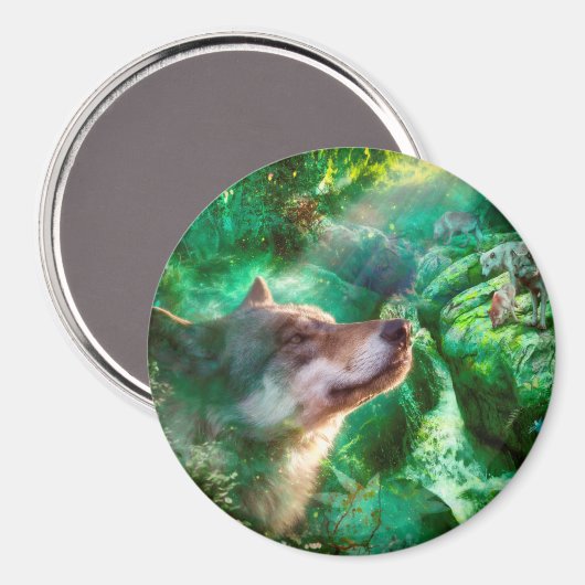 Wolf Familie VRIJ OM ONZE LEVEN TE LEVEN Magneet (Voorkant / Achterkant)