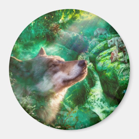 Wolf Familie VRIJ OM ONZE LEVEN TE LEVEN Magneet (Voorkant)