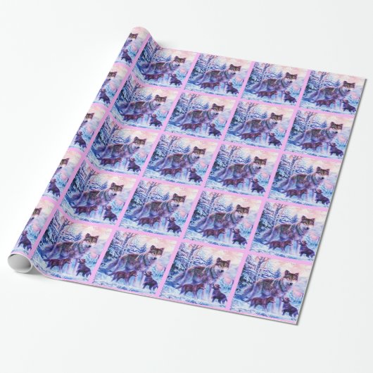 Wolf Family Cadeaupapier (Uitgerold)