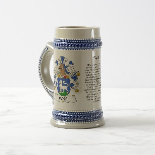 Wolf Family Crest Stein Bierpul (Voorkant links)