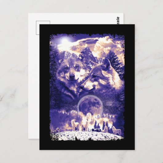 Wolf Family Howling Wolves Winter Mountains Briefkaart (Voorkant / Achterkant)