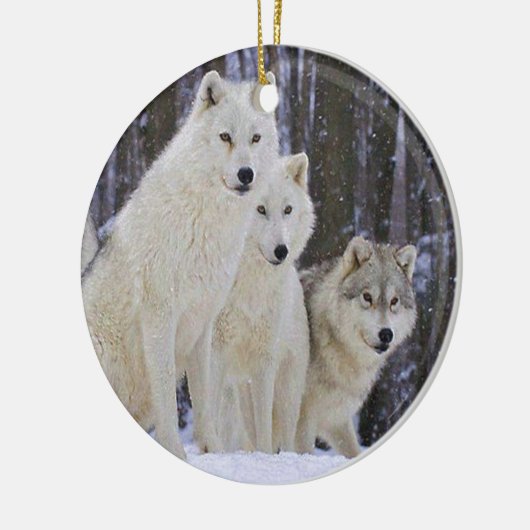 Wolf Family Keramisch Ornament (Links)