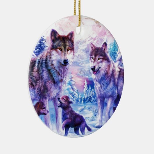 Wolf Family Keramisch Ornament (Rechts)