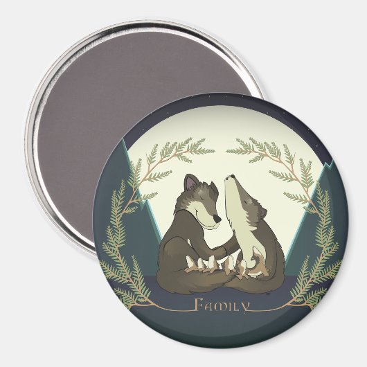 Wolf Family Magnet (Voorkant / Achterkant)