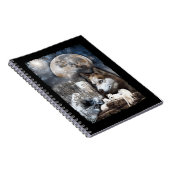 Wolf Family Moon Winter Mountain Wolves Notitieboek (Rechterzijde)