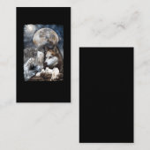 Wolf Family Moon Winter Mountain Wolves Visitekaartje (Voorkant / Achterkant)
