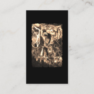 Wolf Family Mountains Moon Wolves Forest Visitekaartje