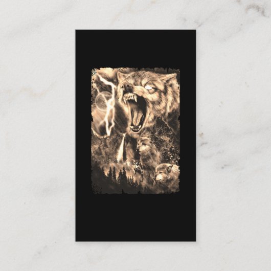 Wolf Family Mountains Moon Wolves Visitekaartje (Voorkant)