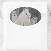 Wolf Family Ovale Sticker (Tas)