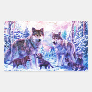Wolf Family Rechthoekige Sticker