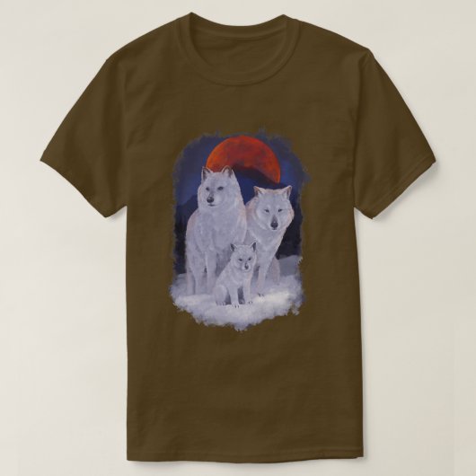 Wolf Family Wolfsrudel Moon Night Wolves Natuur Wi T-shirt (Design voorkant)