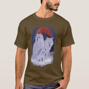 Wolf Family Wolfsrudel Moon Night Wolves Natuur Wi T-shirt