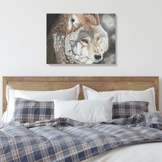 Wolf - Farbstiftzeichnung Canvas Afdruk (Insitu (Slaapkamer))