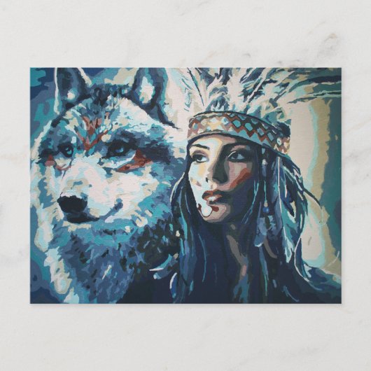 Wolf Fine Art Painting Briefkaart van Freyja (Voorkant)