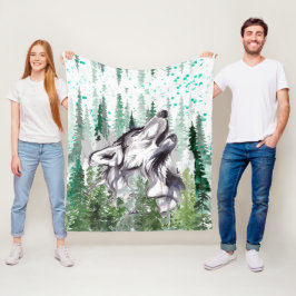 Wolf Fleece Blanket | Colorful Wolf Fleece Blanket