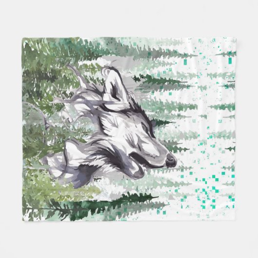 Wolf Fleece Blanket | Colorful Wolf Fleece Blanket (Voorkant (Horizontaal))