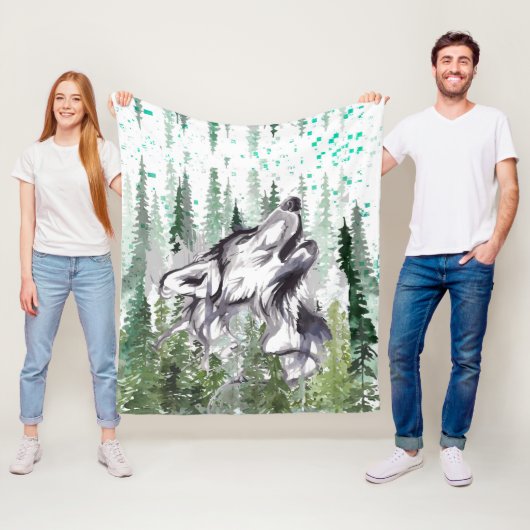 Wolf Fleece Blanket | Colorful Wolf Fleece Blanket Deken (In situ)