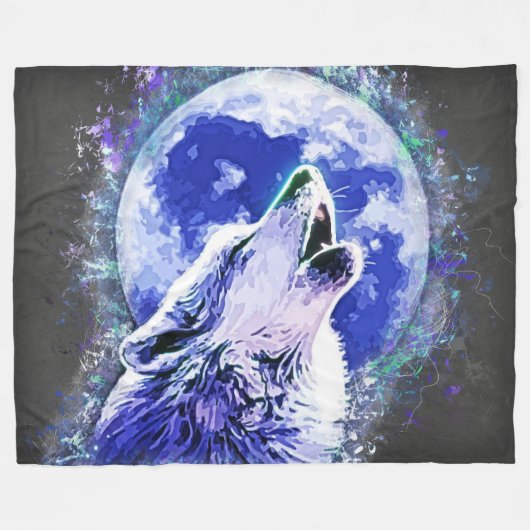 Wolf Fleece Blanket Deken (Voorkant (Horizontaal))