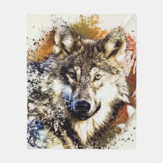 Wolf Fleece Deken (Voorkant)