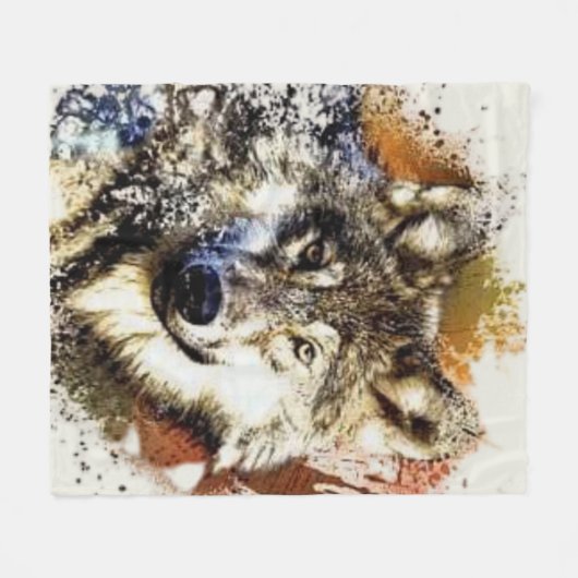 Wolf Fleece Deken (Voorkant (Horizontaal))
