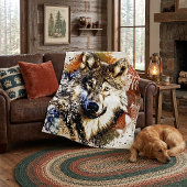 Wolf fleece deken