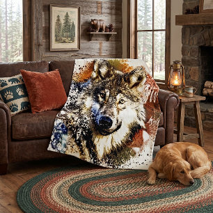 Wolf   fleece deken