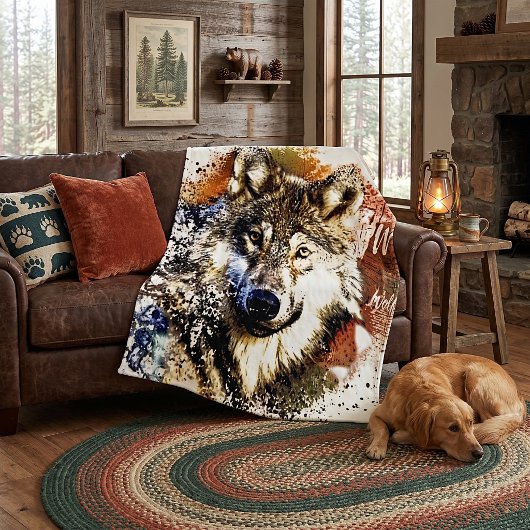 Wolf   fleece deken