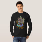 Wolf Floral Flower Alien Honeycomb Olive to Brown  T-shirt (Voorkant volledig)
