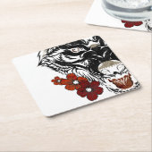 Wolf Flower Tatoo  Kartonnen Onderzetters (Schuin)