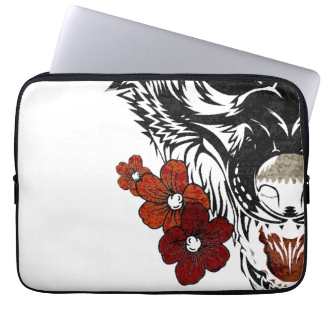 Wolf Flower Tatoo  Laptop Sleeve (Voorkant)