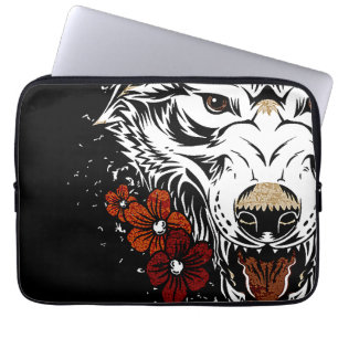 Wolf Flower Tatoo Laptop Sleeve