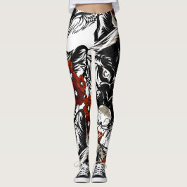 Wolf Flower Tatoo Pattern Leggings