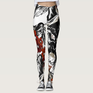 Wolf Flower Tatoo  Pattern Leggings