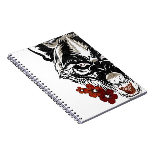 Wolf Flower Tatoo Pattern Notitieboek (Rechterzijde)