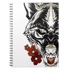 Wolf Flower Tatoo Pattern Notitieboek