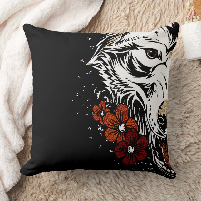 Wolf Flower Tatoo  Sierkussen (Deken)