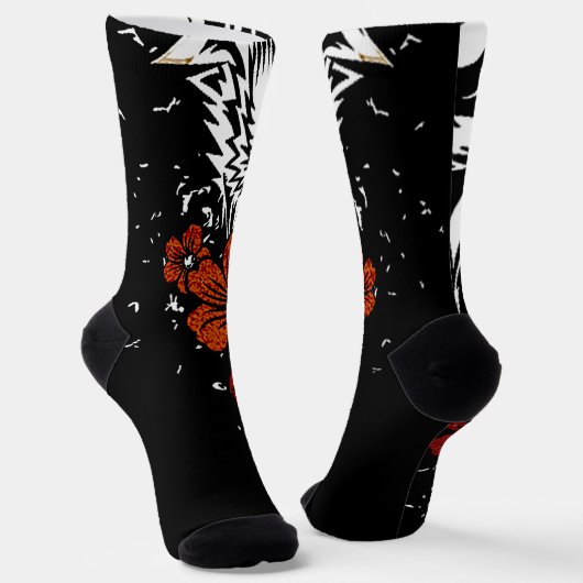 Wolf Flower Tatoo  Sokken (Gebogen)