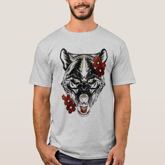 Wolf Flower Tatoo  T-shirt (Voorkant)