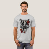 Wolf Flower Tatoo  T-shirt (Voorkant volledig)