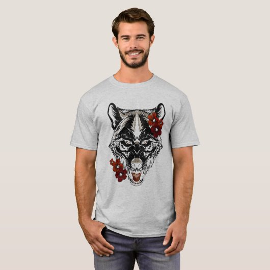 Wolf Flower Tatoo  T-shirt (Voorkant volledig)